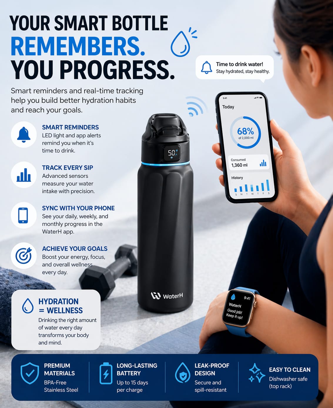 HydraTrack Pro™ Smart Bottle